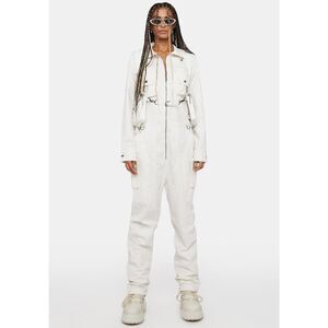 Darker Waves Compression Womens Cargo Construction Utility Off White Jumpsuit XS
